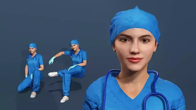 Realistic 3D Female Doctor Model  Fully Rigged  Animated