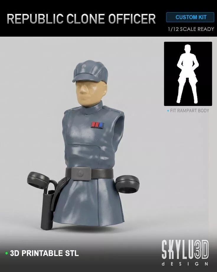 Republic Clone Officer One12 Scale Custom STL 3D print model