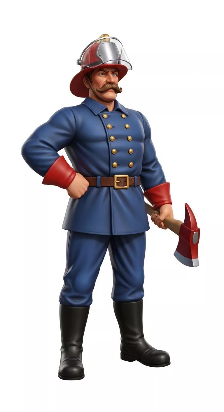Vintage Firefighter Character 3D Model 3D print model