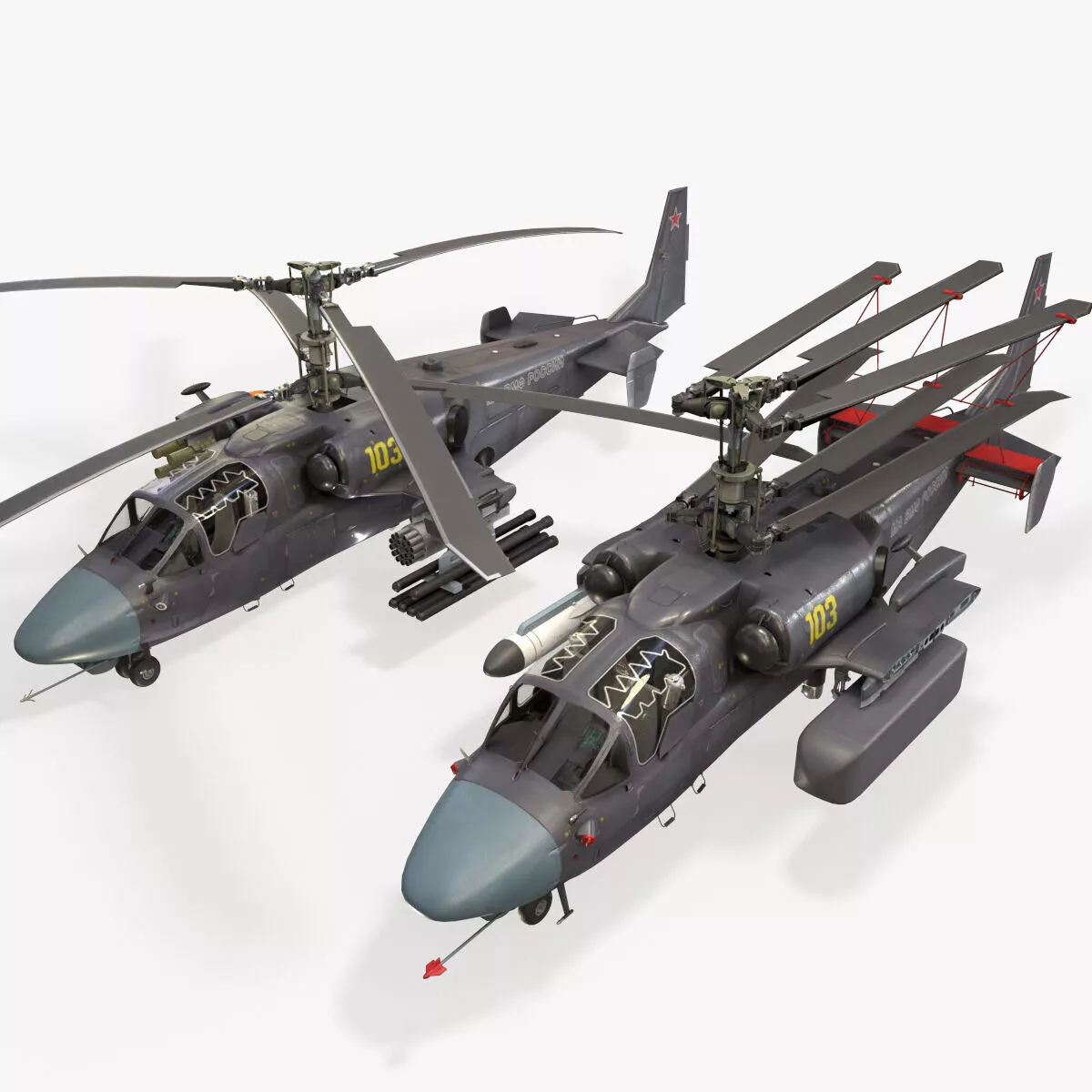 Helicopter Kamov Ka-52K Katran Static --33-- Low-poly 3D model