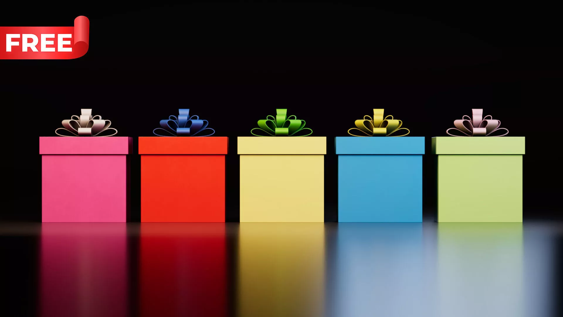 Gift Box Set Free low-poly 3D model