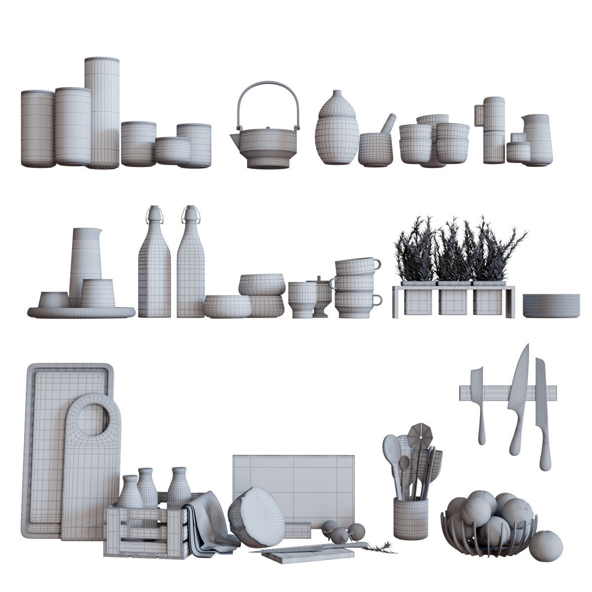 Scandinavian Kitchen Set 3D model_6