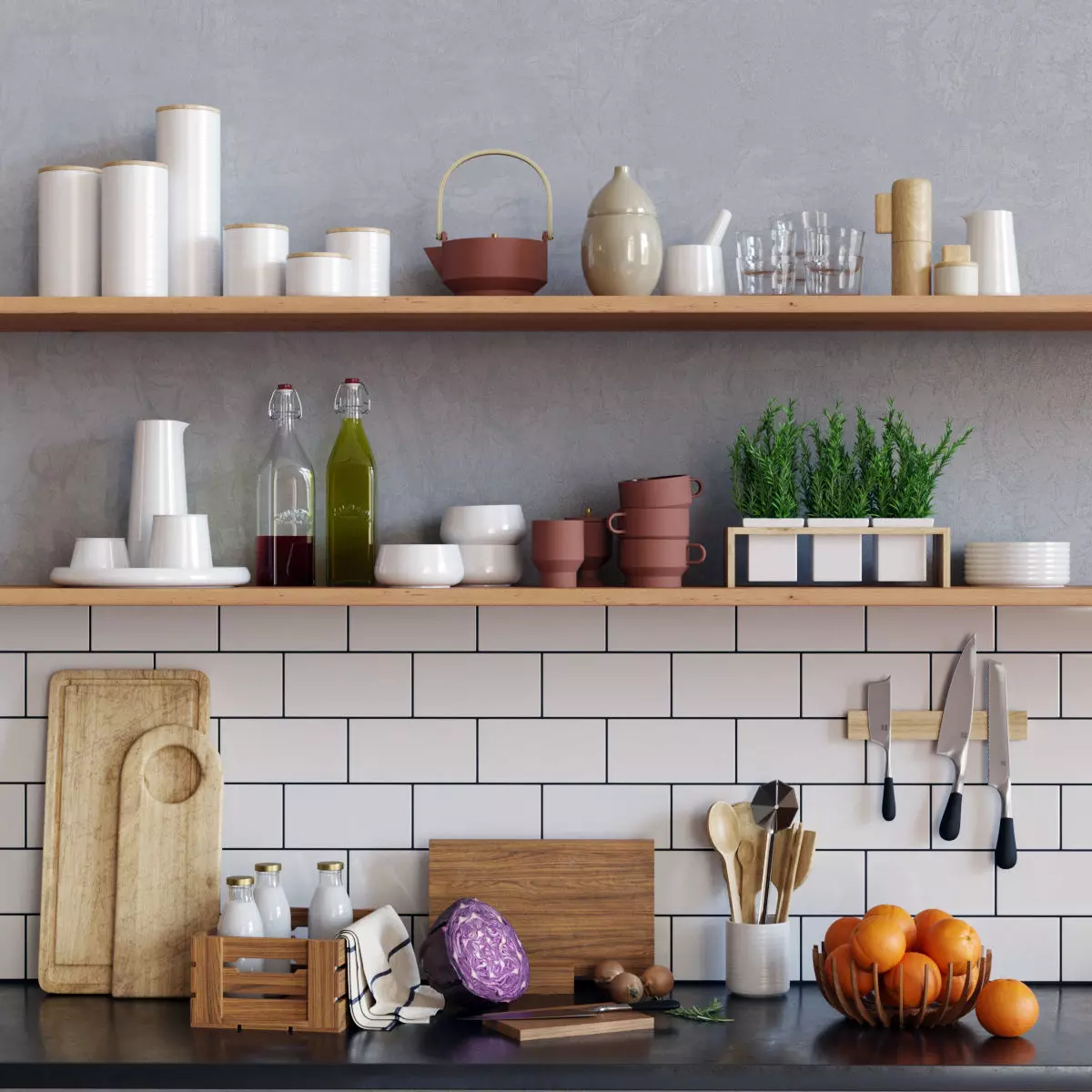 Scandinavian Kitchen Set 3D model_0