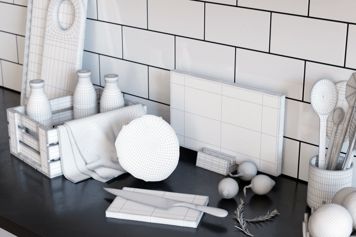 Scandinavian Kitchen Set 3D model_2