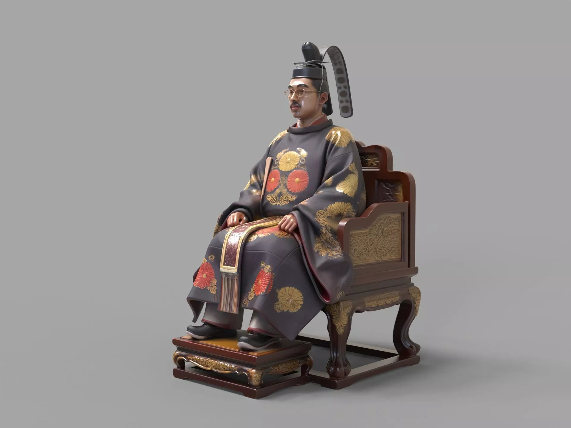 Emperor Hirohito Showa Seated on Throne 3D print model