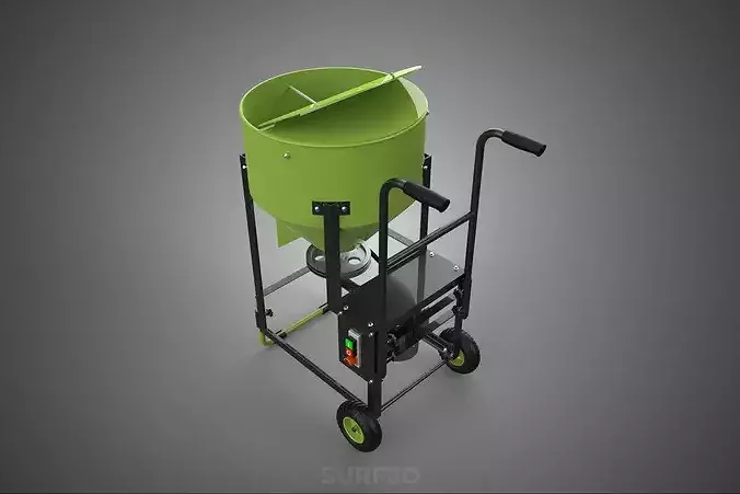 MOBILE BUCKET VERTICAL HELICAL AUGER SCREW MIXER BLENDER GRINDER 3D model 4