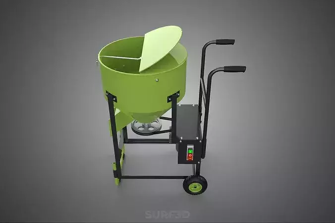 MOBILE BUCKET VERTICAL HELICAL AUGER SCREW MIXER BLENDER GRINDER 3D model 3