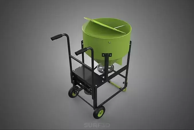 MOBILE BUCKET VERTICAL HELICAL AUGER SCREW MIXER BLENDER GRINDER 3D model 6