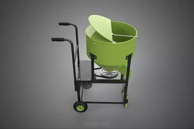 MOBILE BUCKET VERTICAL HELICAL AUGER SCREW MIXER BLENDER GRINDER 3D model 7