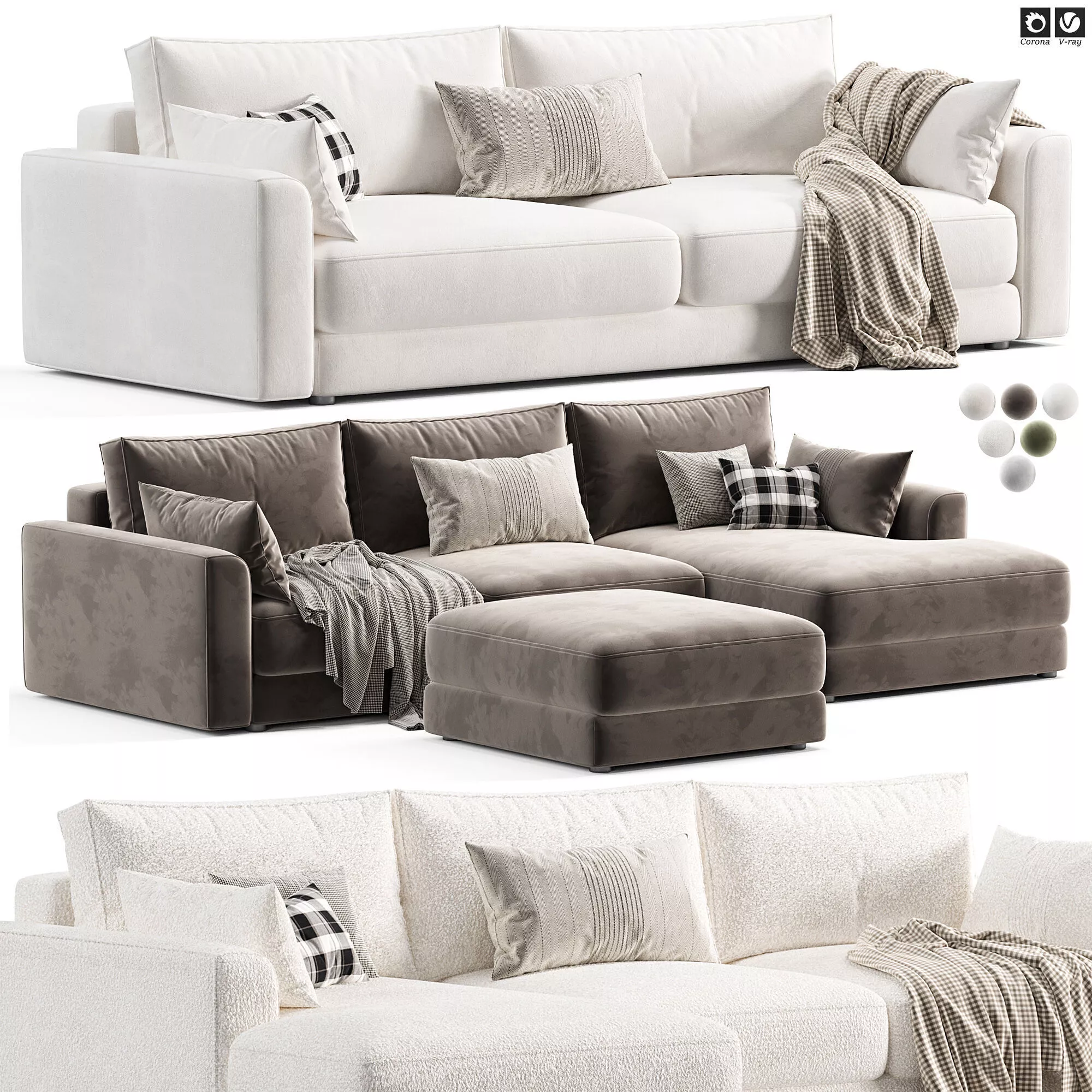 Livingroom cloud sherlock corner sofa bed 3D model