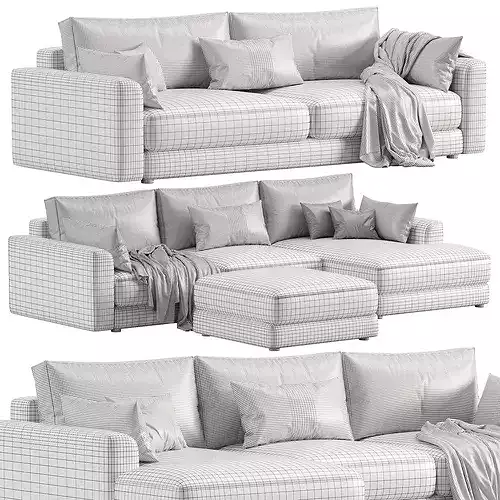 Livingroom cloud sherlock corner sofa bed 3D model 7