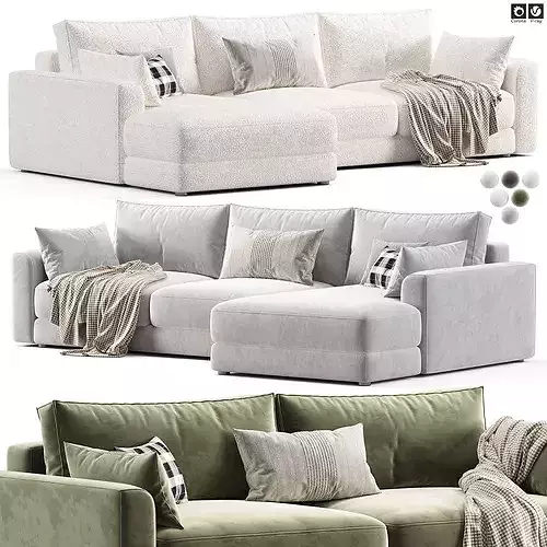 Livingroom cloud sherlock corner sofa bed 3D model 5