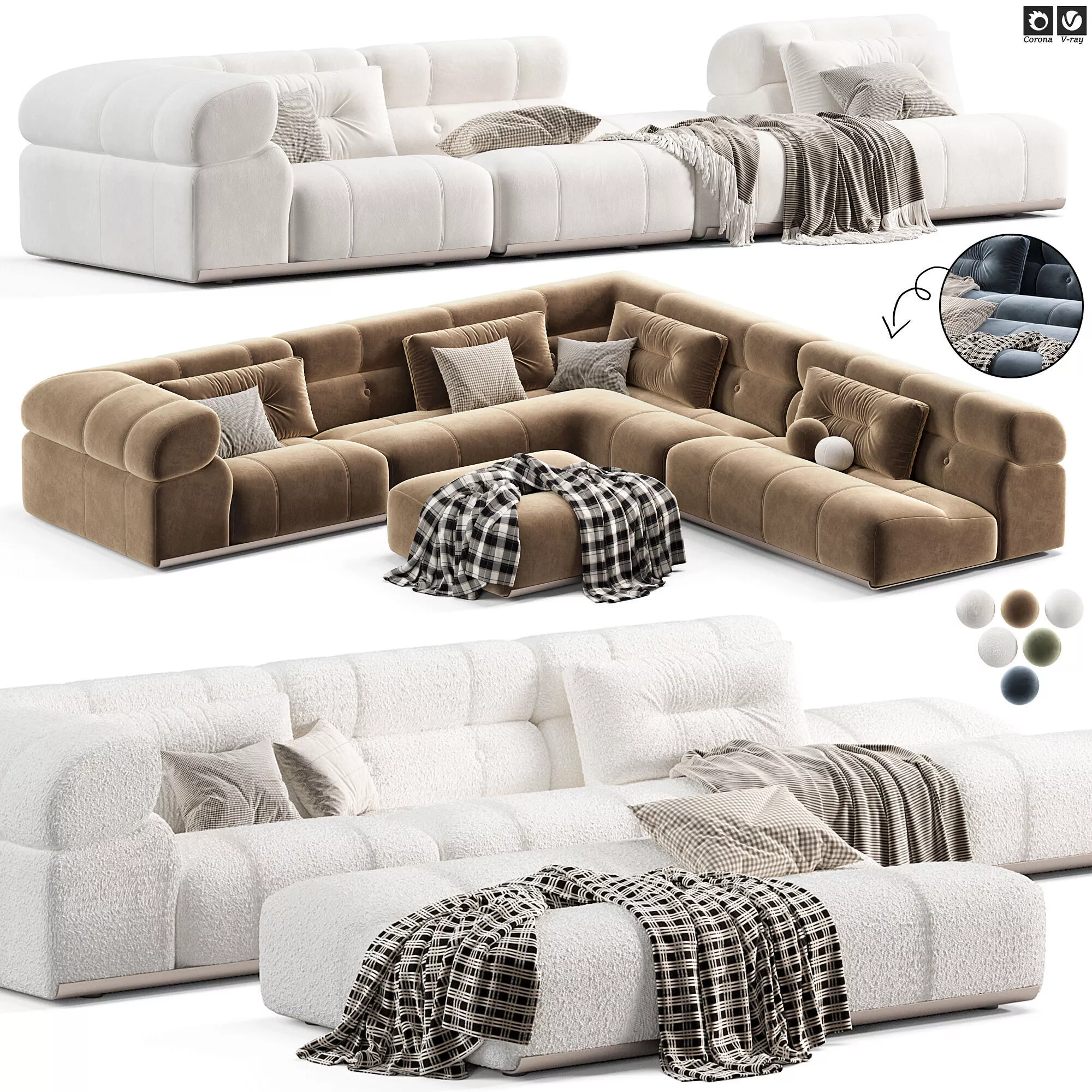 Minotti Coupe Modular Sofa 3D model