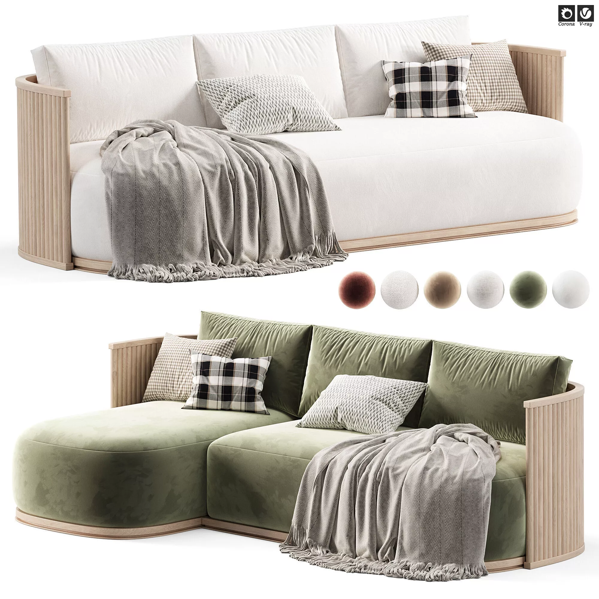 Byron Teak Customizable Outdoor Sofa 3D model