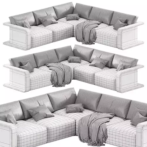 RH Santiago Sectional Outdoor Sofa 3D model 7