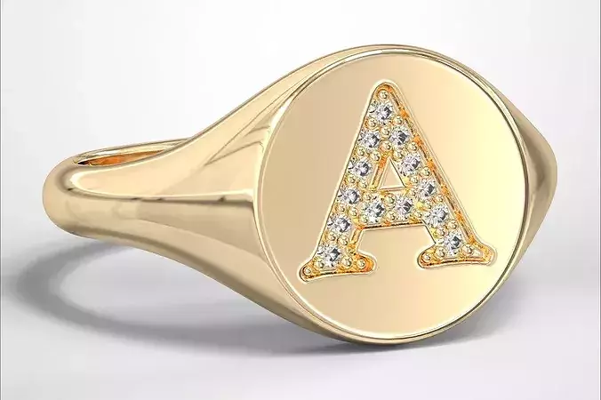  A Monogram Small Finger Ring Round Signet Chevalier Ring 