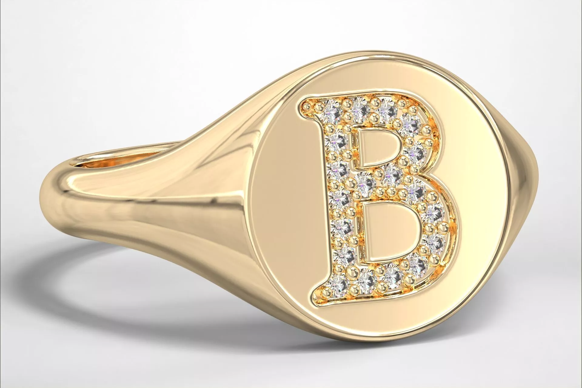B Monogram Small Finger Ring Round Signet Chevalier Ring 3D print model