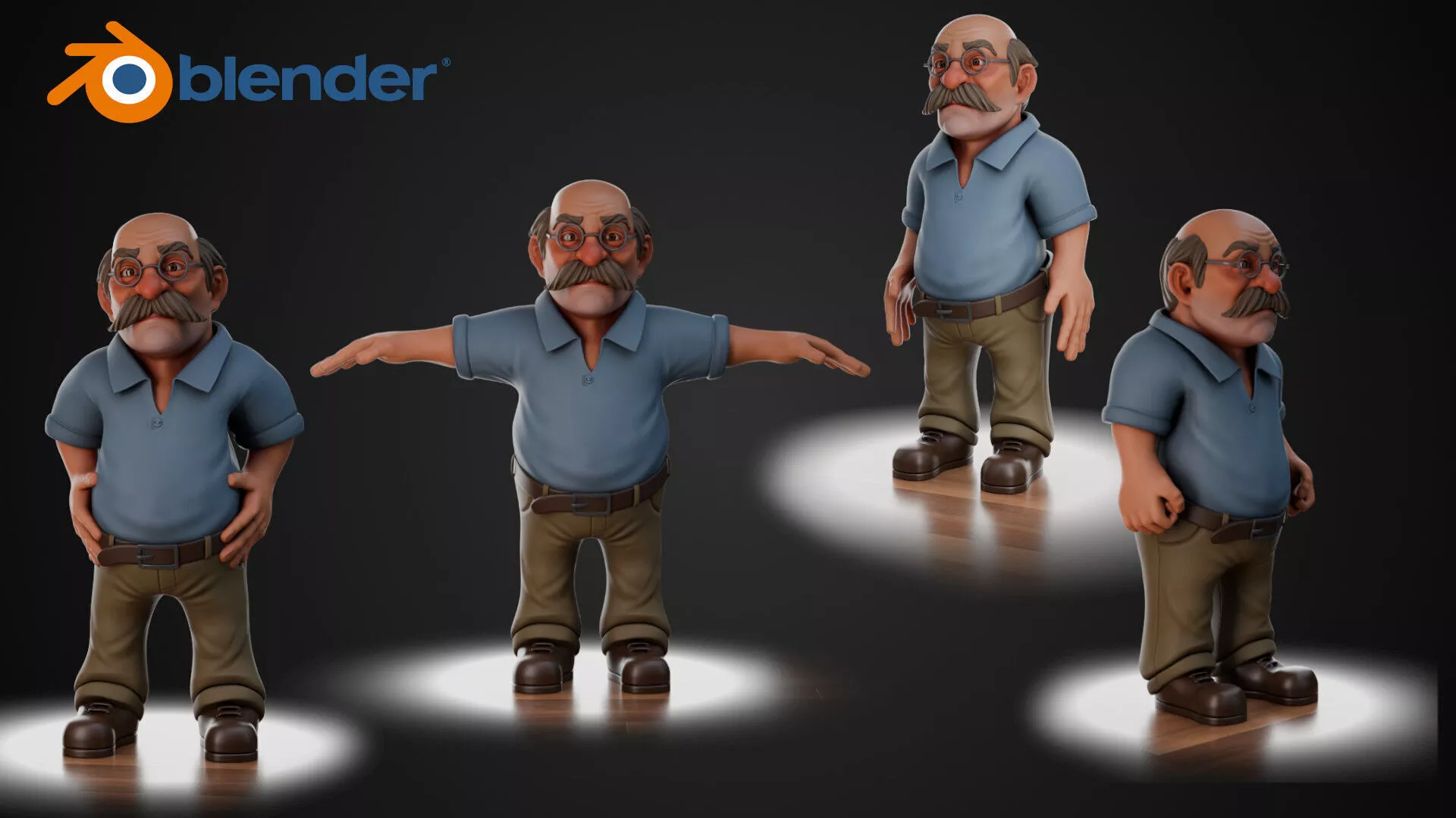 3D Stylized Old Man Low-poly 3D model
