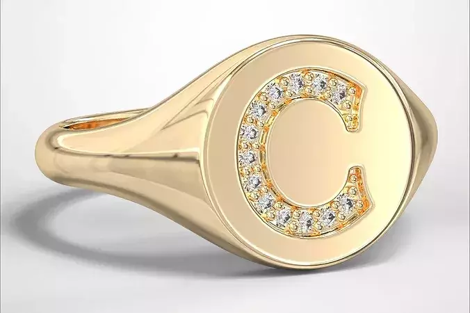 C Monogram Small Finger Ring Round Signet Chevalier Ring
