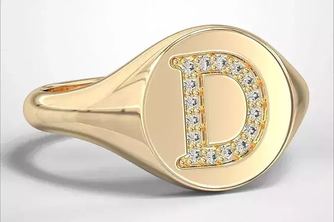 D Monogram Small Finger Ring Round Signet Chevalier Ring