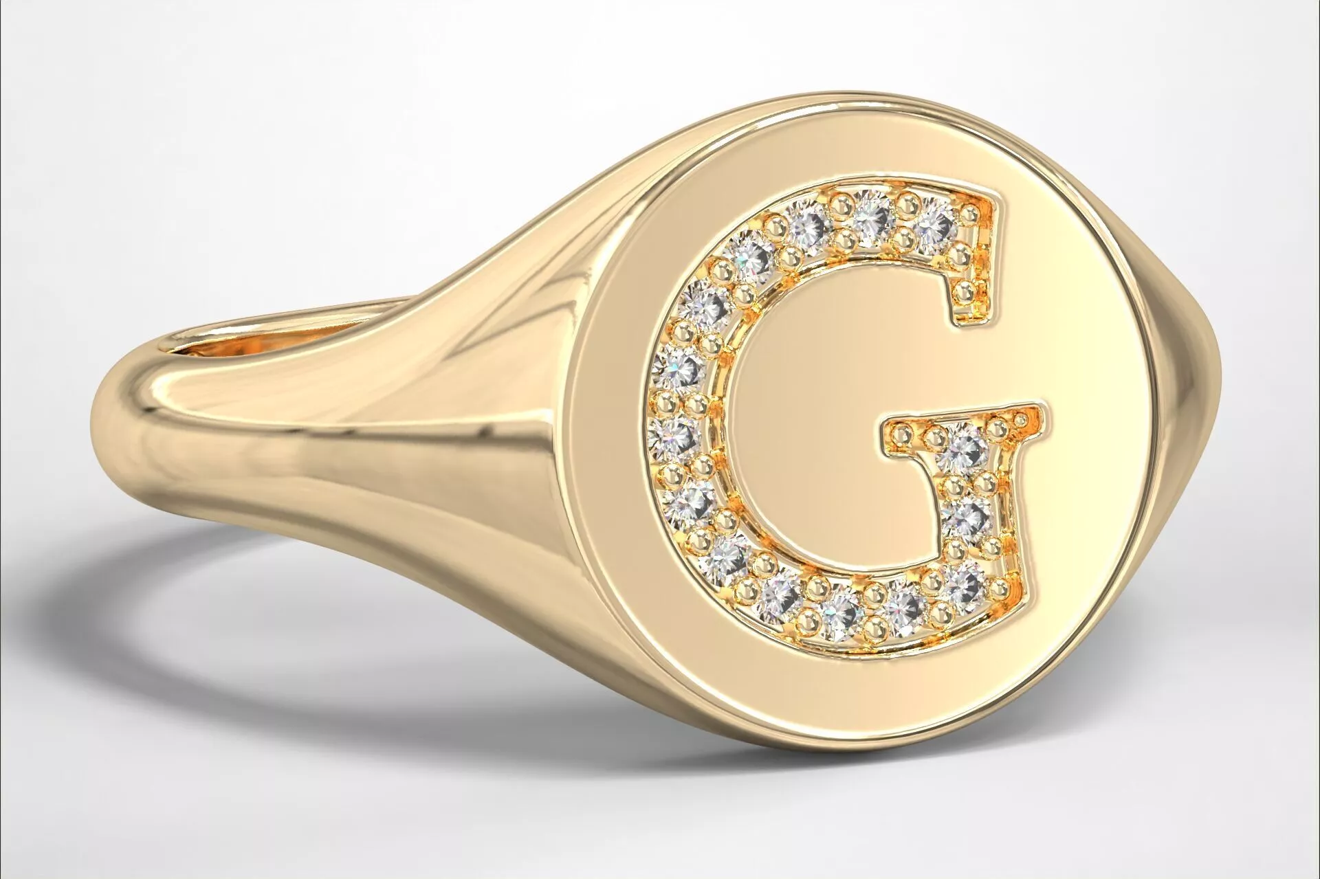 G Monogram Small Finger Ring Round Signet Chevalier Ring 3D print model