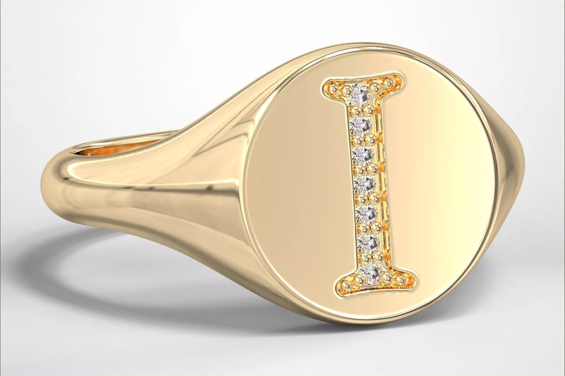 I Monogram Small Finger Ring Round Signet Chevalier Ring 3D print model