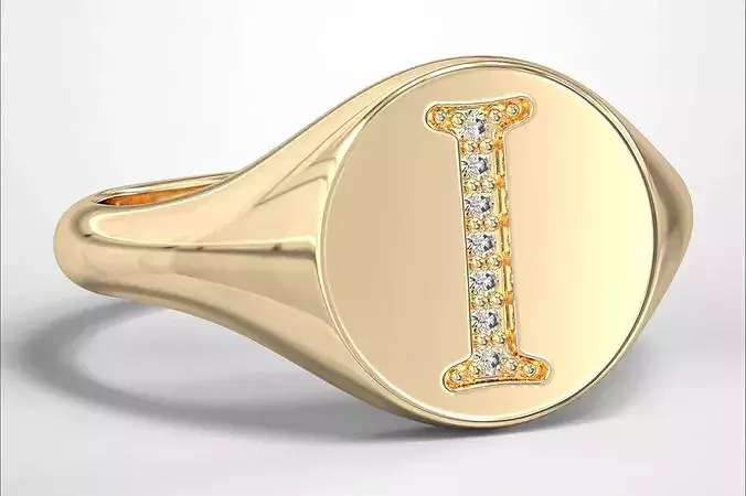 I Monogram Small Finger Ring Round Signet Chevalier Ring
