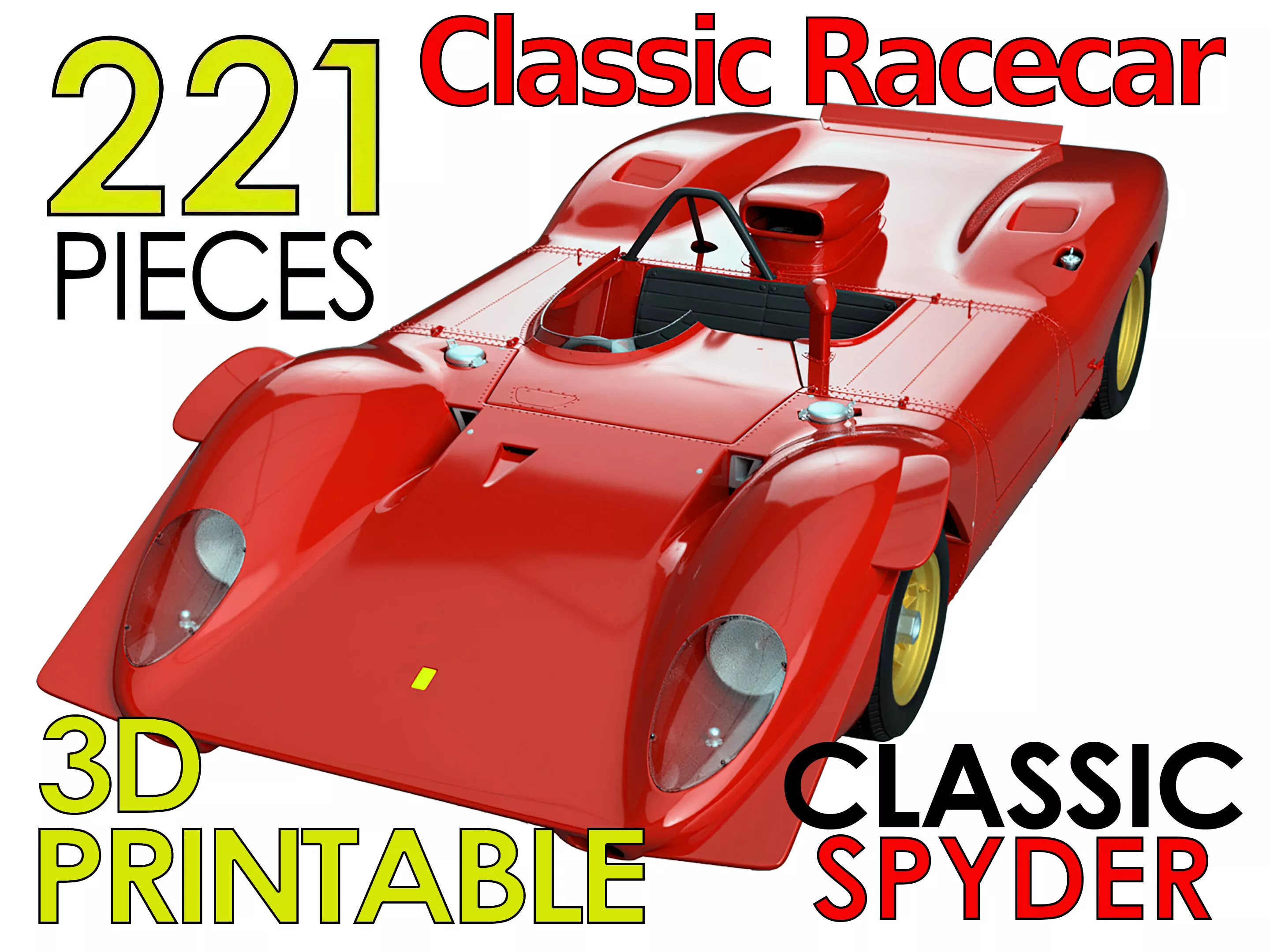 Scale Assembly Kit Classic Race Car 5 3D print model