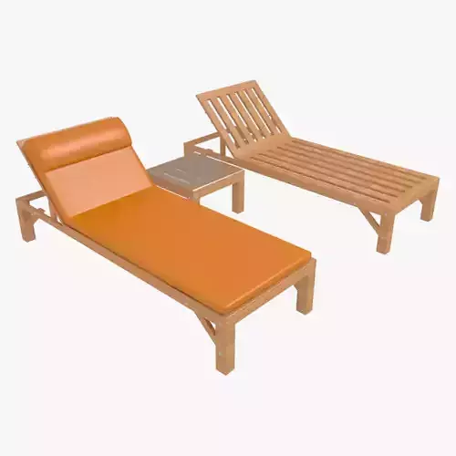 Sunbed 1 two lounge chairs and table