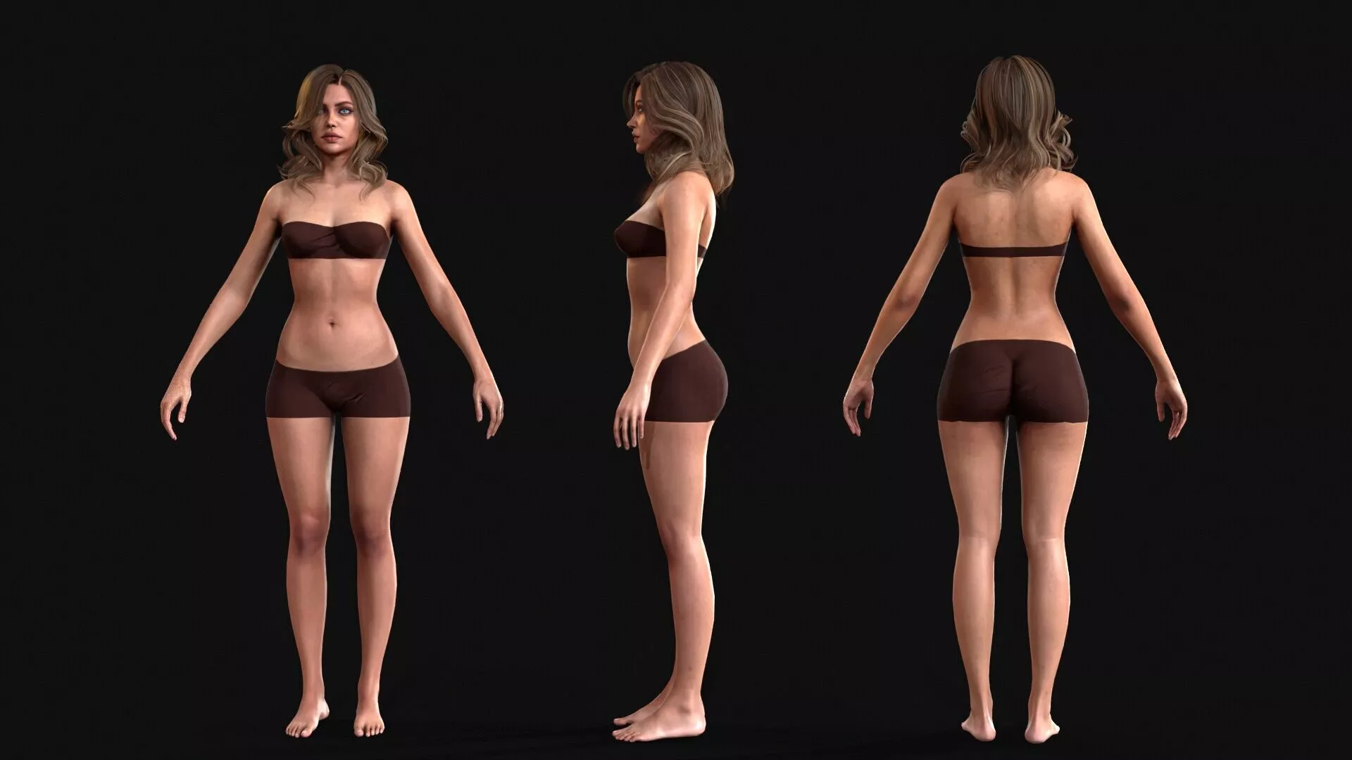 Woman Euro Base mesh 3 Low-poly 3D model