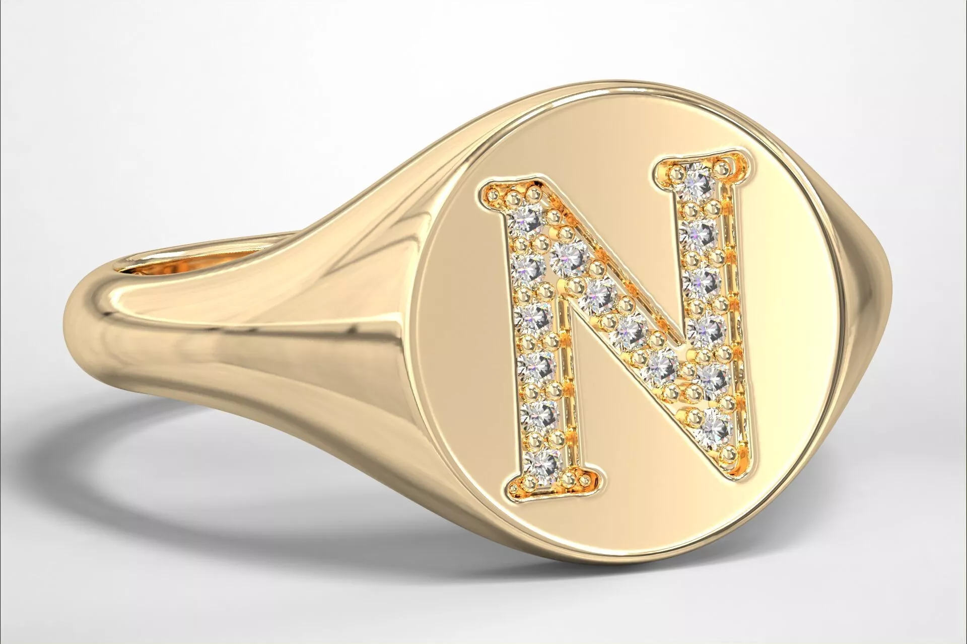 N Monogram Small Finger Ring Round Signet Chevalier Ring 3D print model