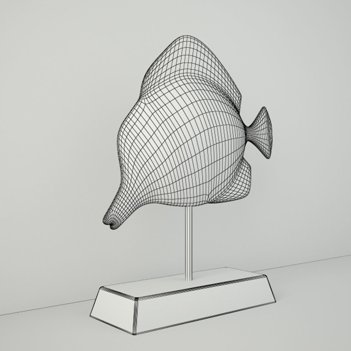 Midcentury Brass Fish on Stand 3D model_2