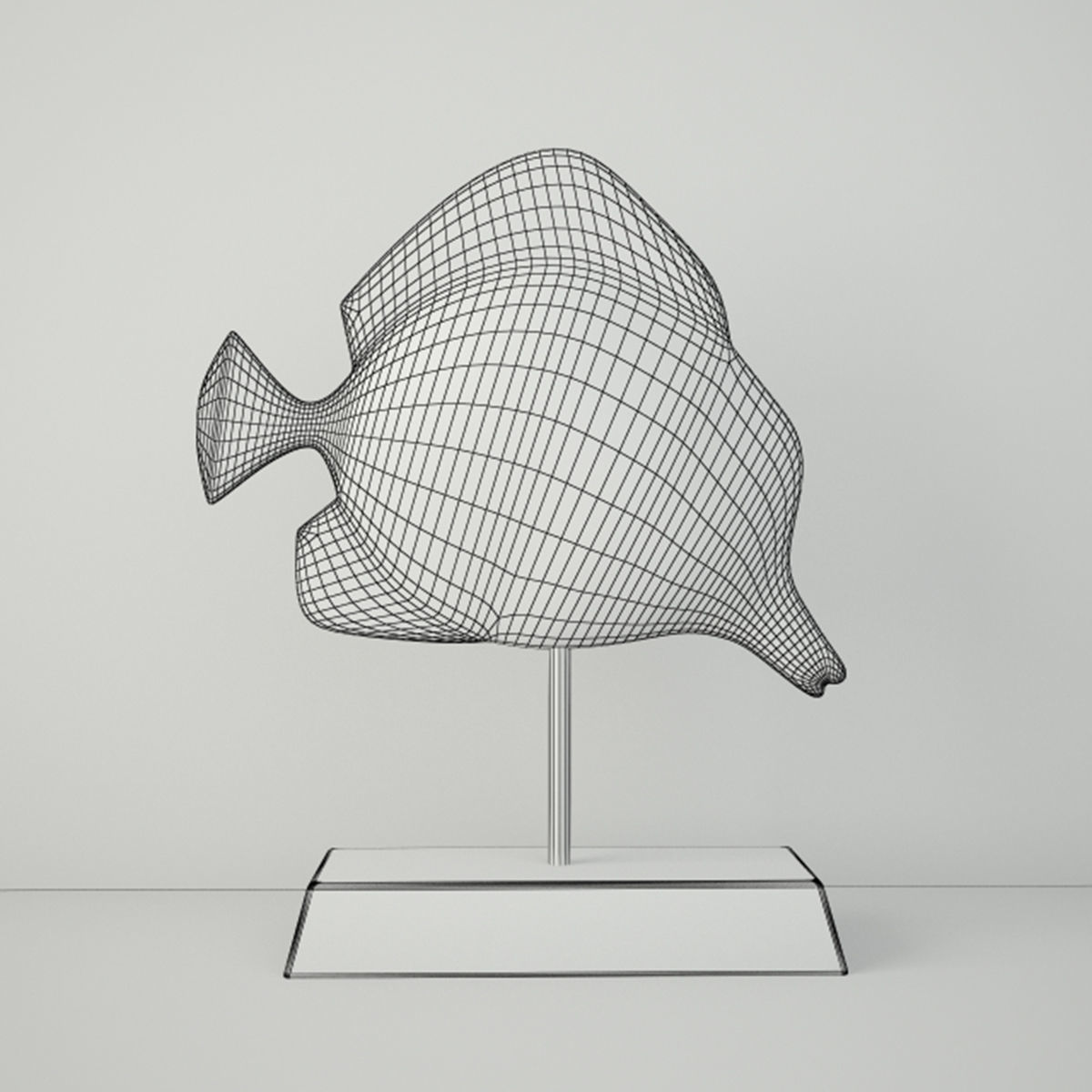 Midcentury Brass Fish on Stand 3D model_4