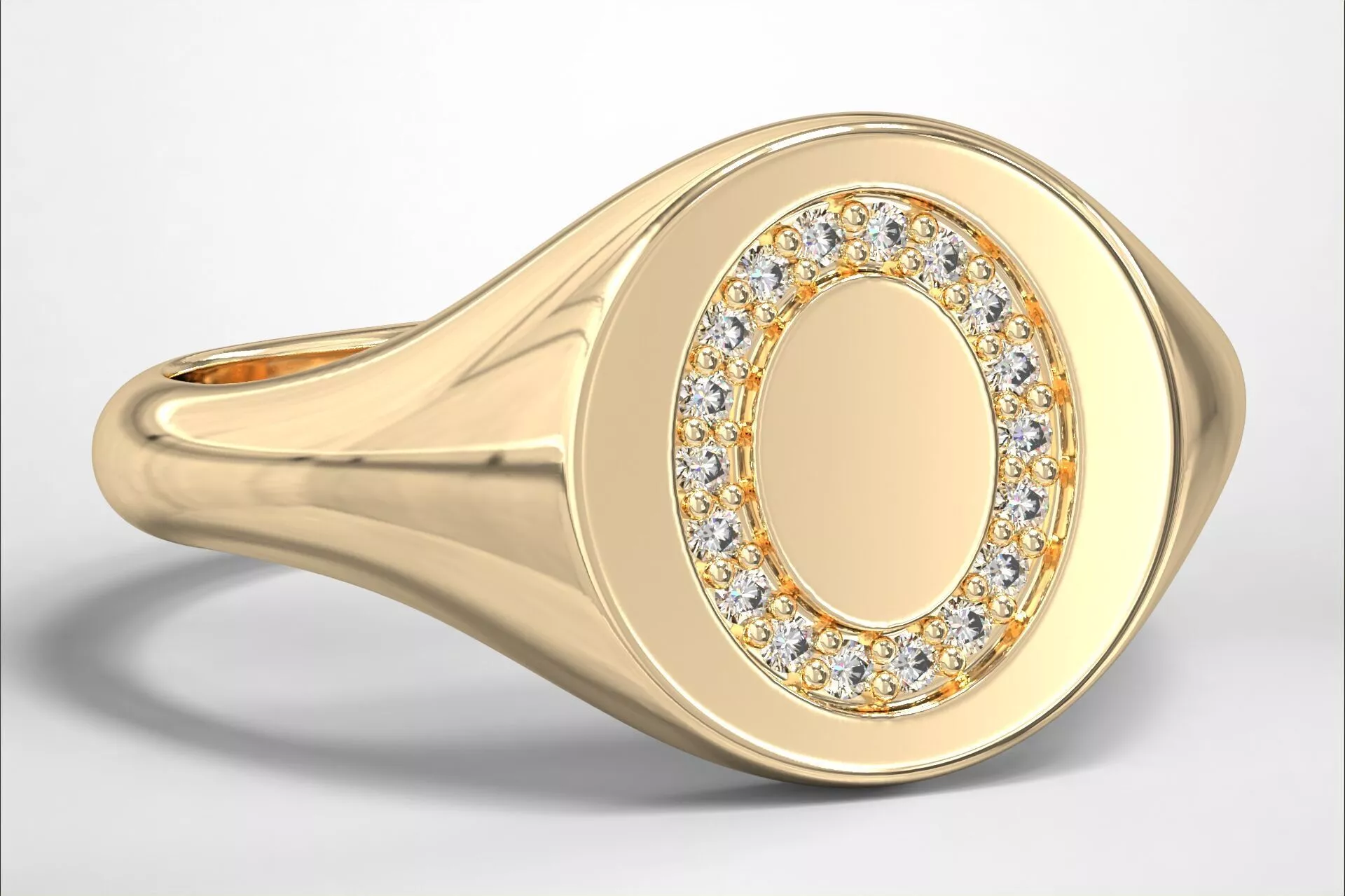 O Monogram Small Finger Ring Round Signet Chevalier Ring 3D print model