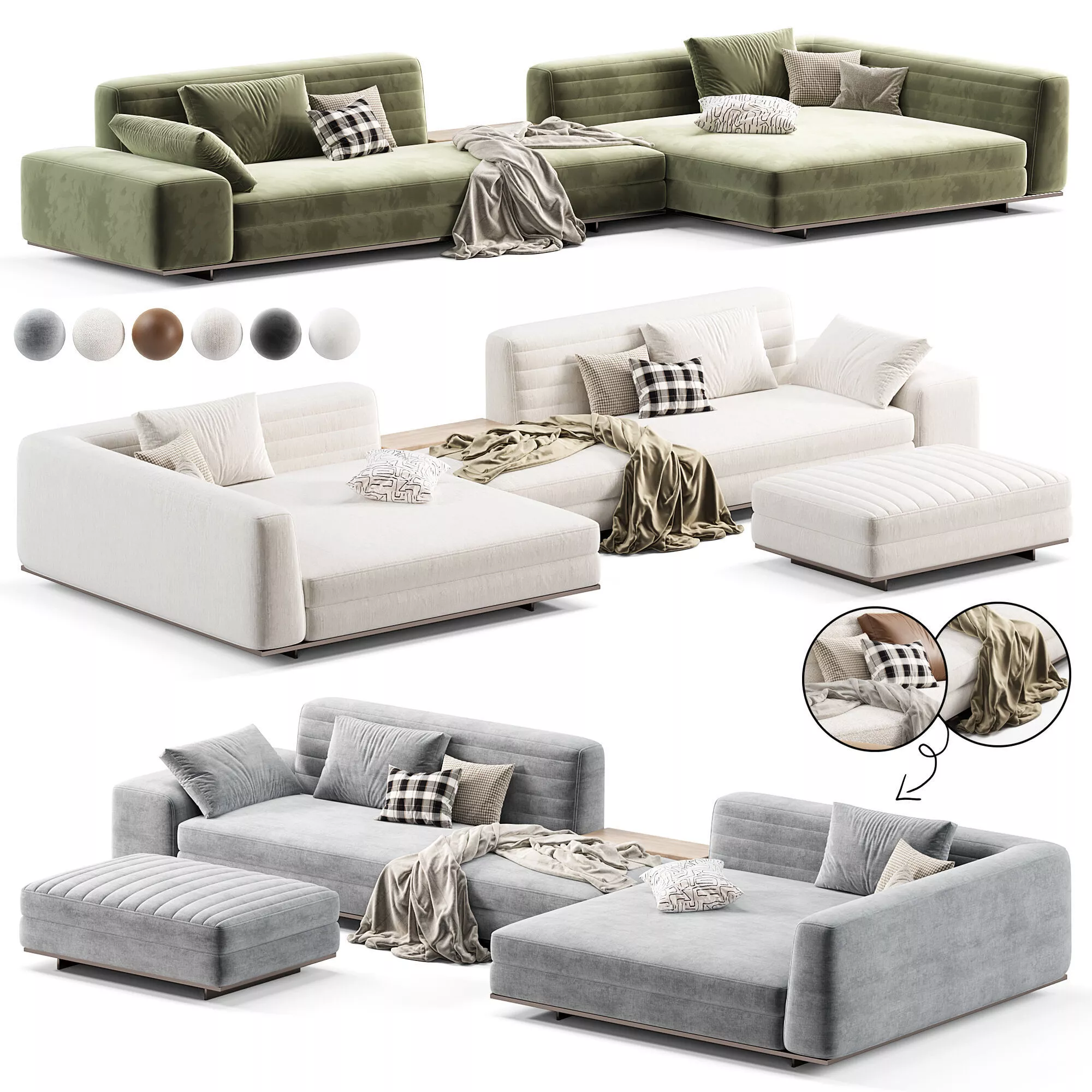 Minotti Roger Modular Sofa 3D model