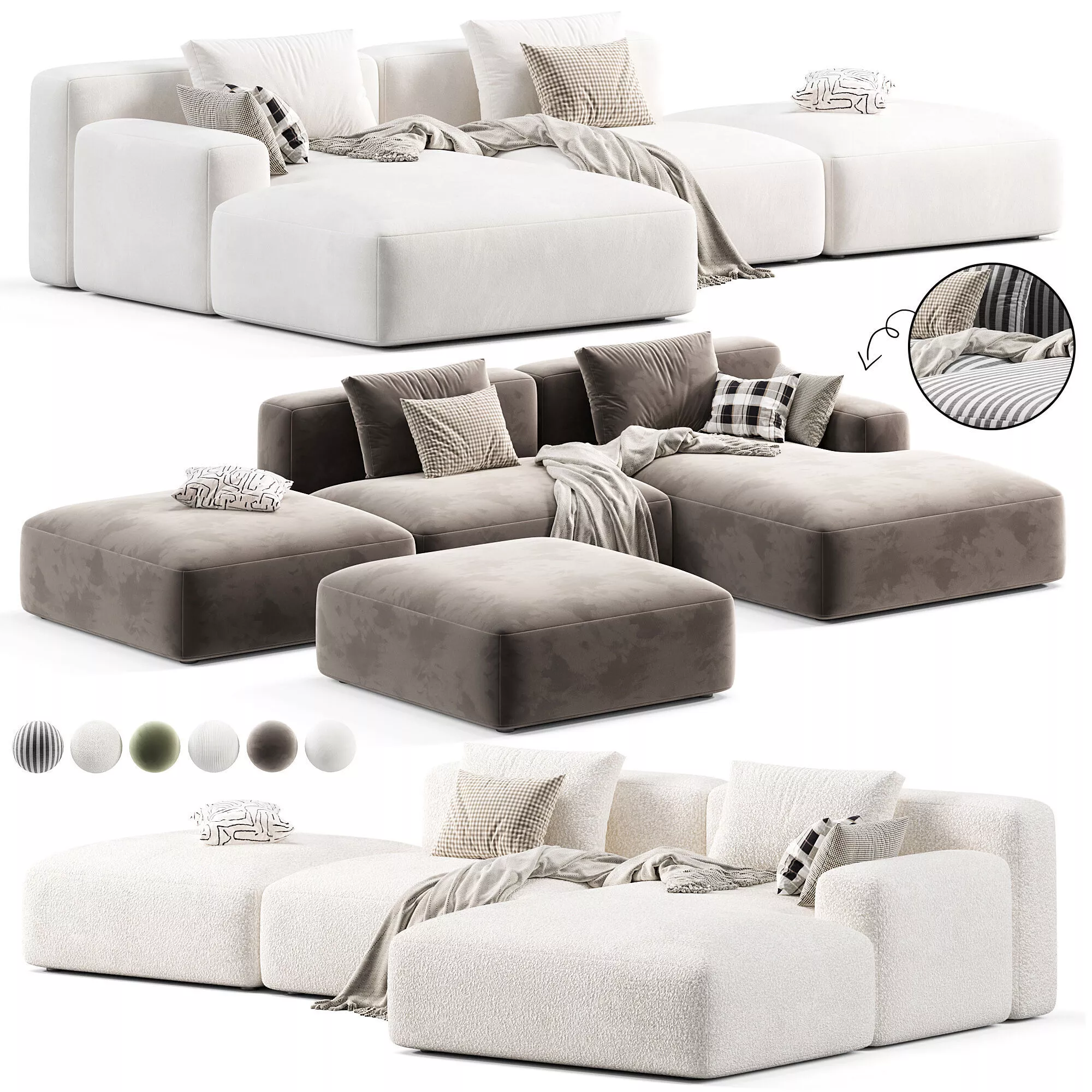 Marino Suedette Sectional Sofa by Acanva 3D model