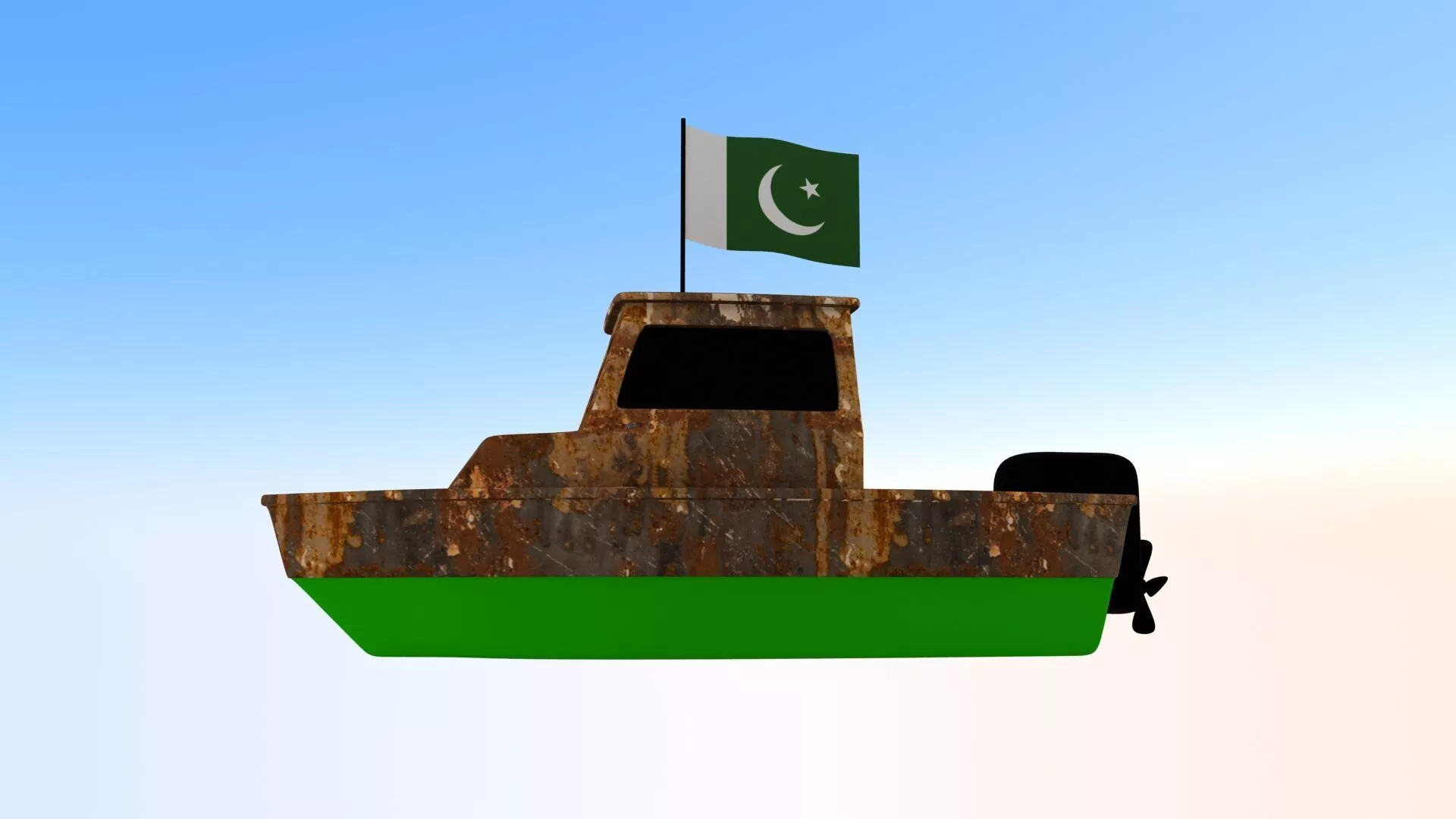 Islamic Republic of Pakistan flag Fishing Boat 3D model