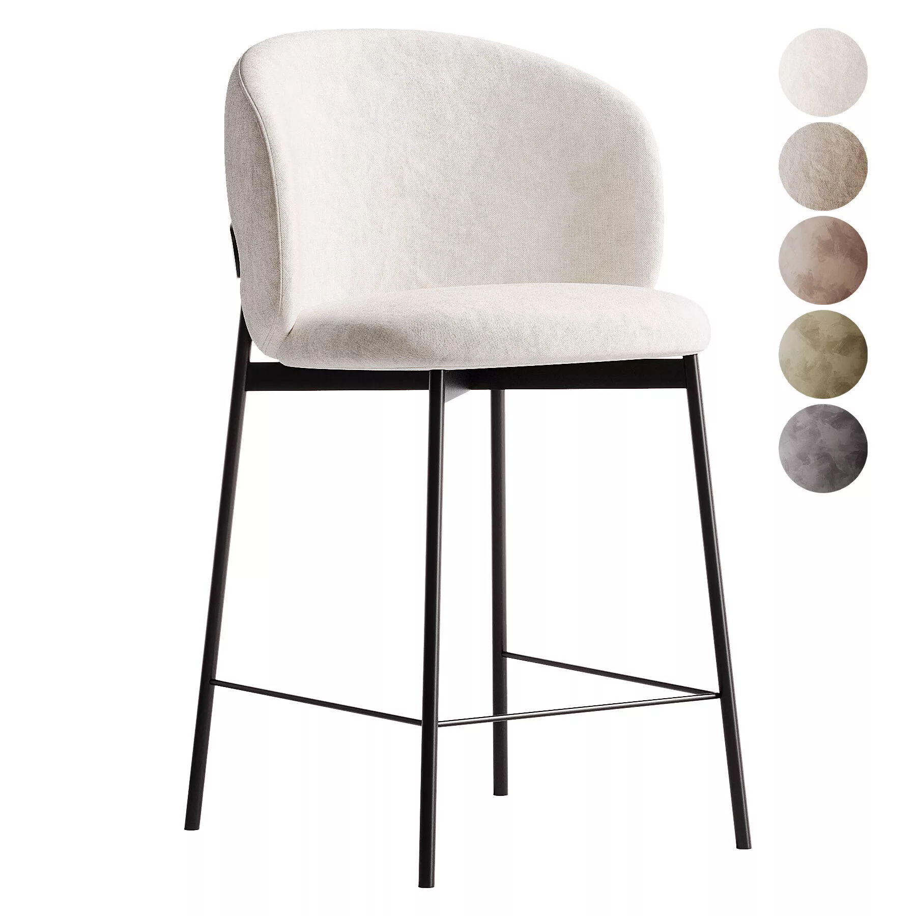 Modern Curved Dining Chair 3D model