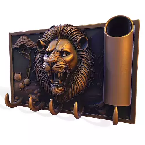 Lion Wall Organizer with Hooks PBR