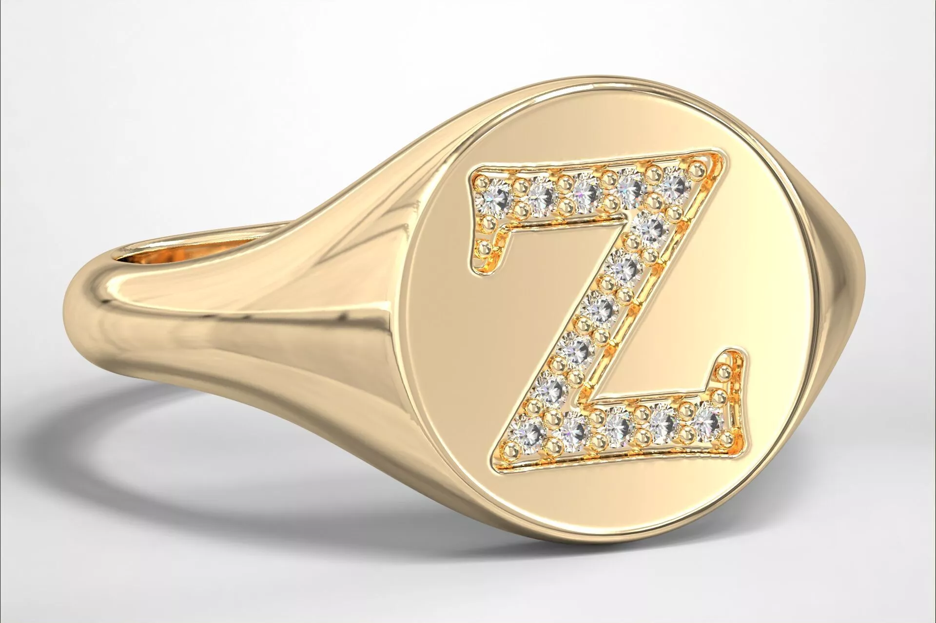 Z Monogram Small Finger Ring round Signet Chevalier Ring 3D print model