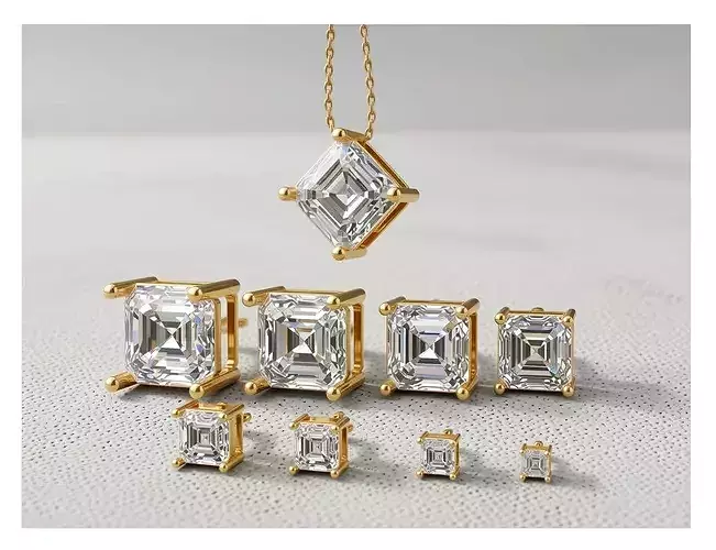 Emerald Cut Stone in 8 Sizes Setting Base Slide Pendant 