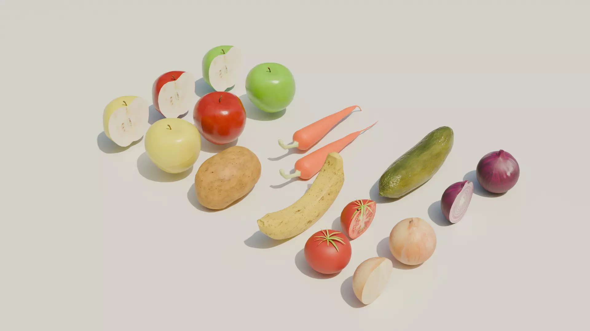 Photorealistic Fruits and Vegetables Pack - 10 Items Free low-poly 3D model