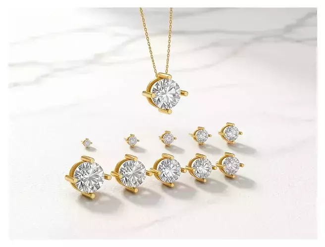 RoundCut Stone BrilliantDiamond 8Sizes SettingBase SlidePendant 