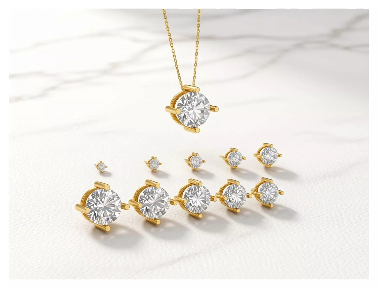 RoundCut Stone BrilliantDiamond 8Sizes SettingBase SlidePendant 3D print model