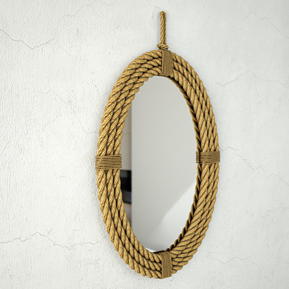 Rope Oval Mirror 3D model_1