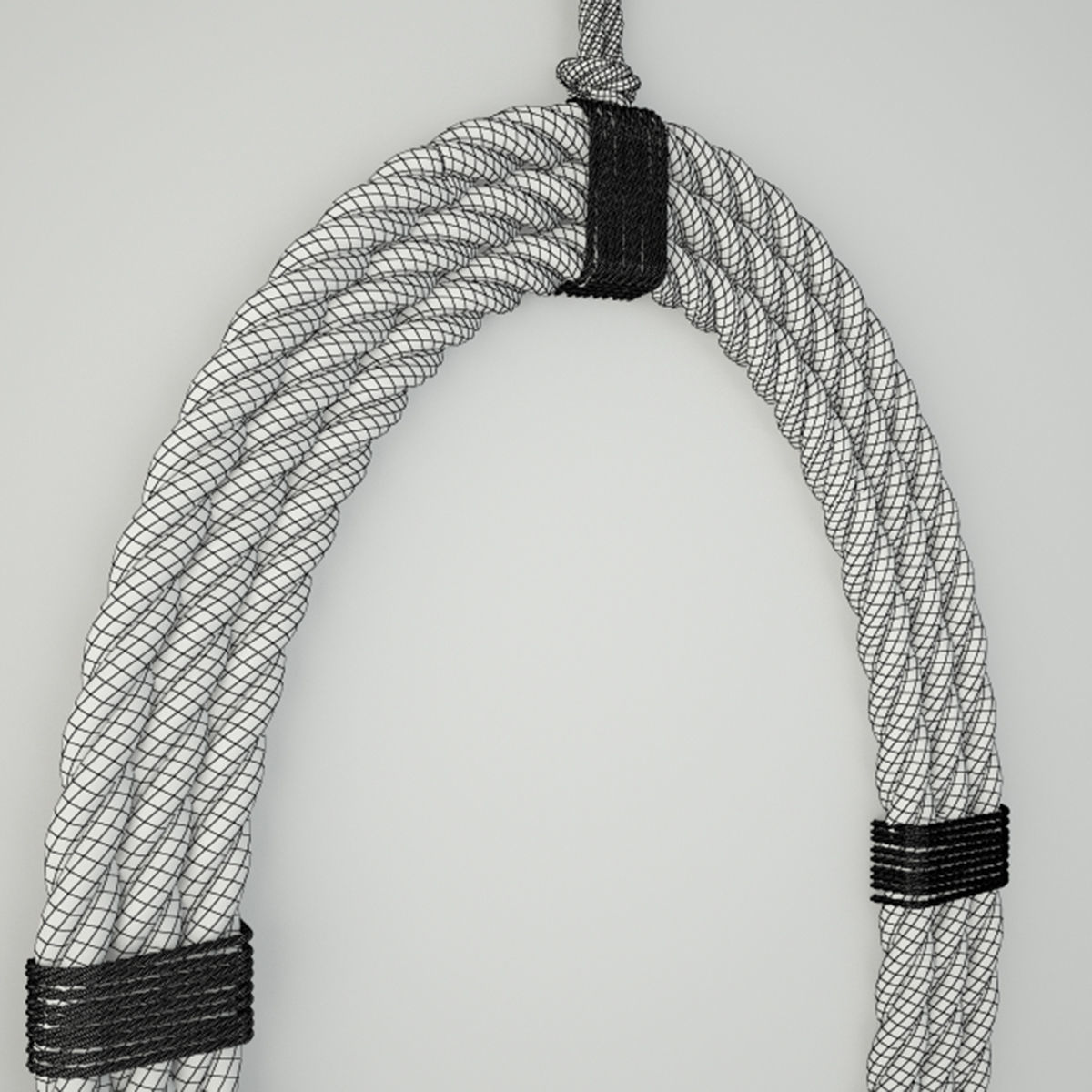 Rope Oval Mirror 3D model_4