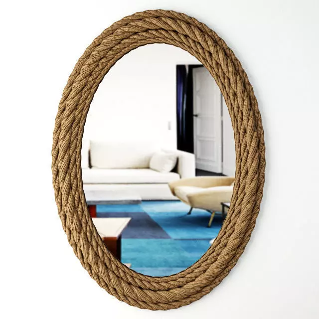 Rope Oval Wall Mirror 3D model_0