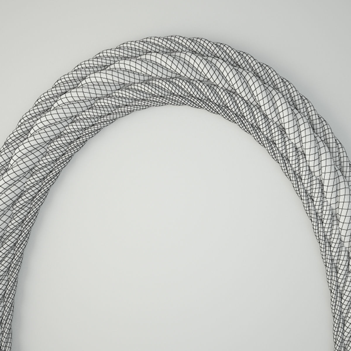 Rope Oval Wall Mirror 3D model_4