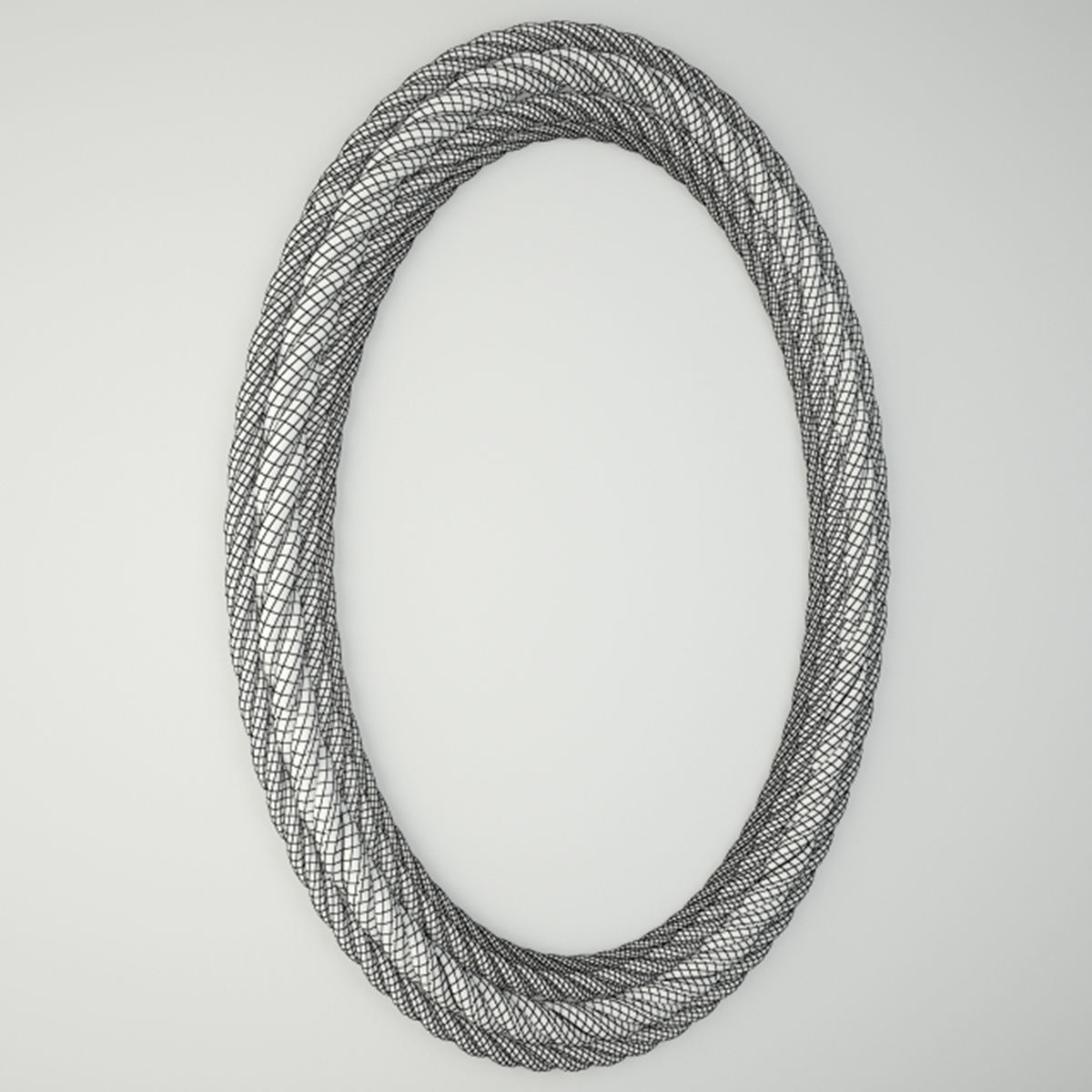 Rope Oval Wall Mirror 3D model_3