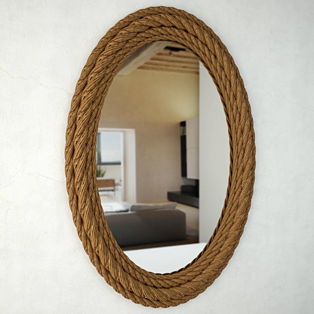 Rope Oval Wall Mirror 3D model_1